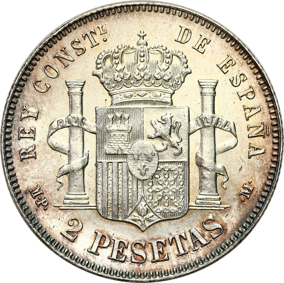 Hiszpania. Alfonso XIII (1886-1931). 2 Pesetas 1889 MP-M, Madryt - PIĘKNE